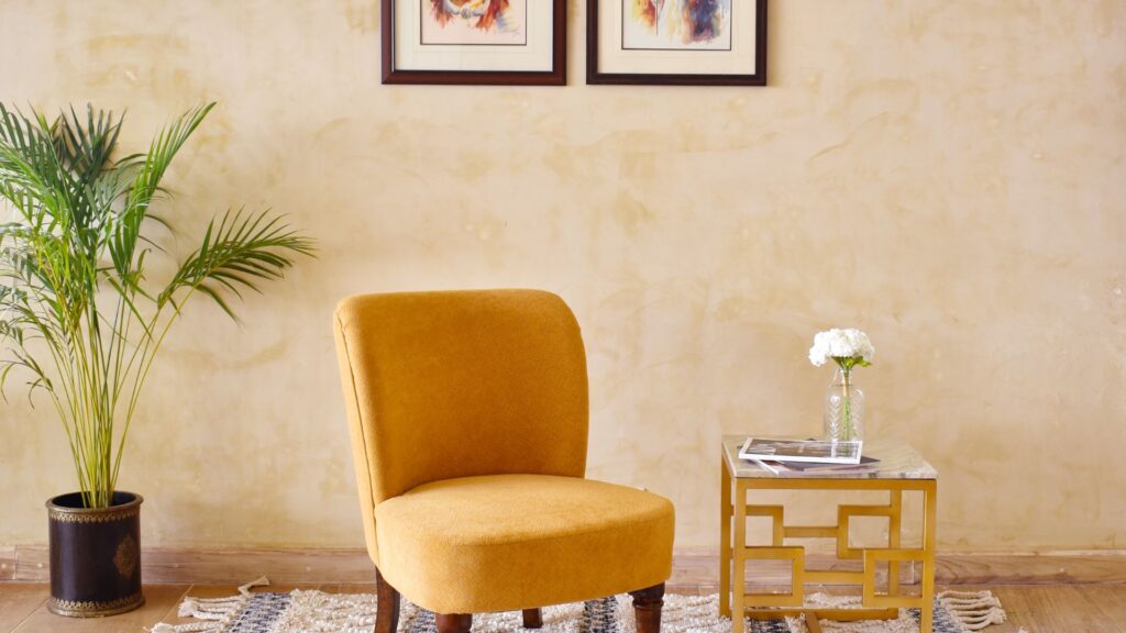 mustard yellow armchair